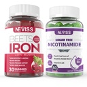 NEVISS Vegan 铁的补编, Gentl 铁 + 无糖 尼科蒂纳米德 500mg Gummys