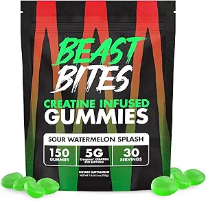 BEAST BITES - 克里塔丁浸泡液 - 5g Creapure Creatine Monohydrate Pervice - NSF体育认证 - 30名服务员