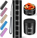 铝 旅行药丸组织者, Weekly Metal Pill案, Pill Holder, Moisture Proof Daily Pill Box 7天,大型药丸容器以持有维生素,医疗,补充[黑色]