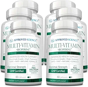 经批准的科学多维生素 - 配有全Spectrum B-维生素,绿茶,Lutein, Lycopene, Zeaxanthin, BioPerine - 360 Capsules - 6个月供应
