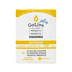 GoLive Imune Defense – 无糖共生粉 配有预生素和亲生素 – 25亿 CPUs, 10 临床草原 – 支持文摘,代谢和豁免 – 10 服务
