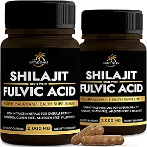 Shilajit Supplement = = 2,000mg = = 男女 Shilajit = Shilajit Pure Himalayan 有机 = 天然 Shilajit Capsules = 富尔维奇酸 Supplement = 富尔维奇 与 Trace Minerals = 120 Counts.