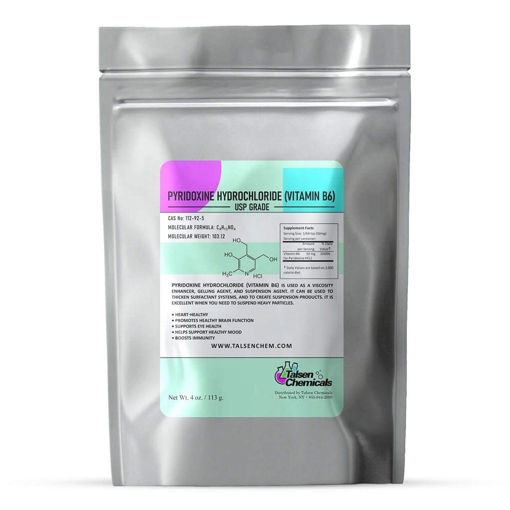 维生素B6粉末(4 Oz / 113 Gram) Pyridoxine HCL 糖,脂肪和蛋白质在体内的正常功能支持代谢和神经系统功能