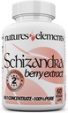 Schizandra Berry 提取 – 10:1 标准化提取 2% Schizandrins – 1000mg per service – 60 Veggie Capsules – 非GMO,Gluten-Free – 传统中国草药