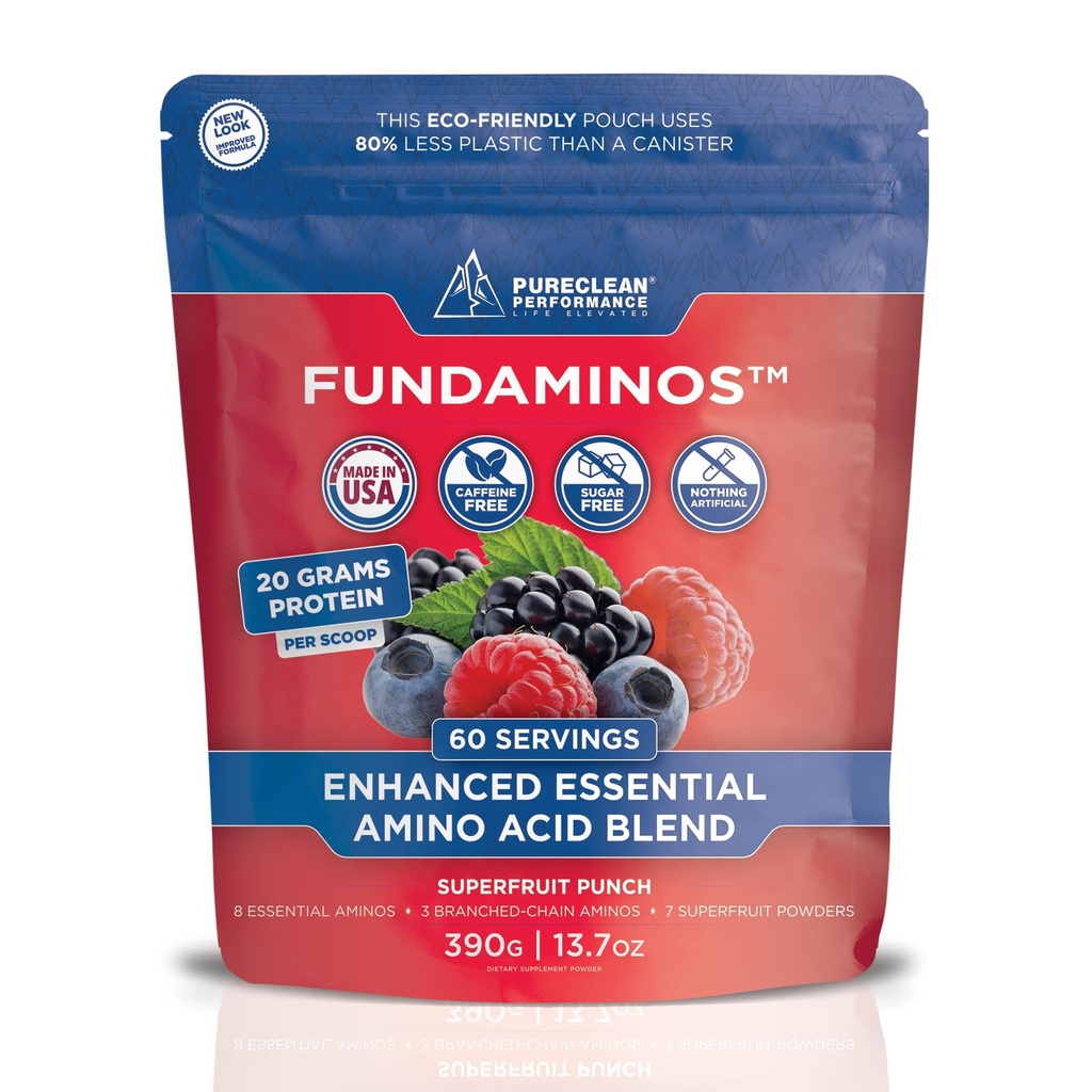 FundAminos EAA + BCAA 氨基酸粉 →有机,Vegan,植物基 → 完全基本氨基用于日常营养 → 优化蛋白利用 → 刷新超级水果 混合- 60种服务