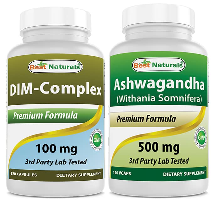 Best Naturals DIM 补充 100 mg & Ashwagandha 抽取 500 Mg