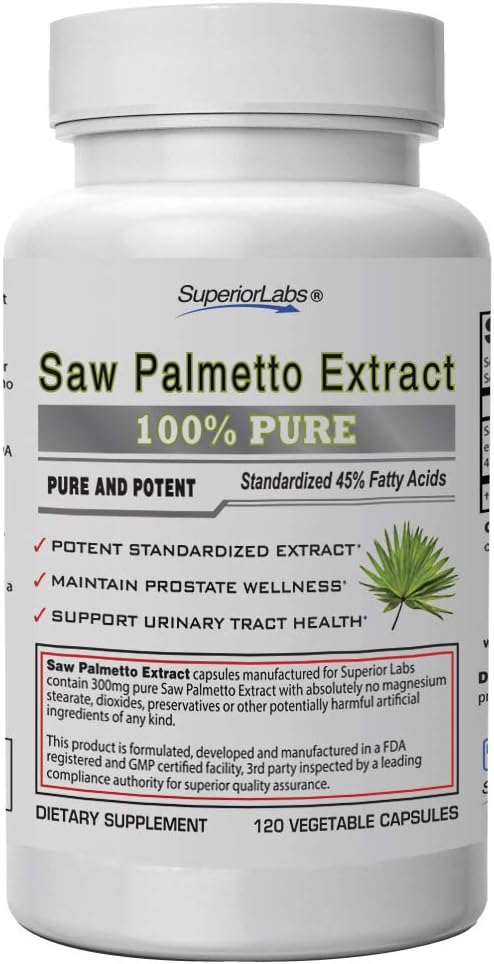 高级实验室——Saw Palmetto提取非GMO,非合成-300毫克剂量,120个蔬菜罐头——支持尿液滴流和频率