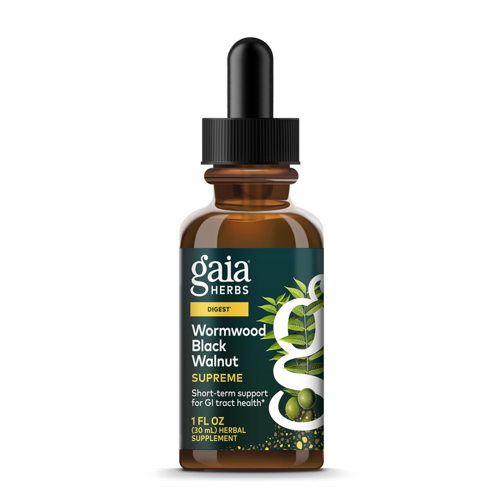 Gaia Herbs Wormwood Black Walnut Supreme 1 Fl Oz, 液体提取器