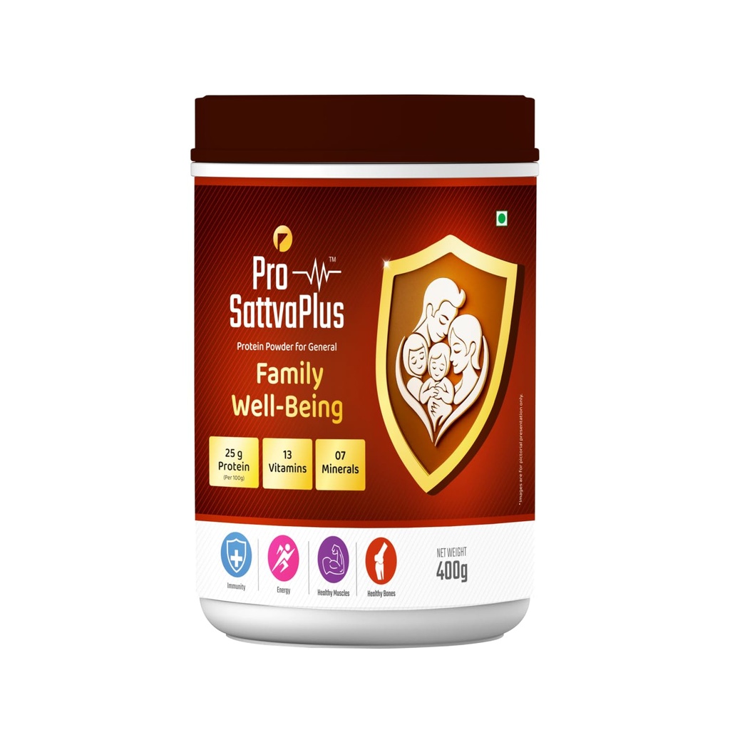 Pro Sattvaplus Family Wellbeing Powder | Daily Nutrition & Wellness Support for Whole Family | Herbal Health Supplement for Energy, Immunity & Vitality (400 G)