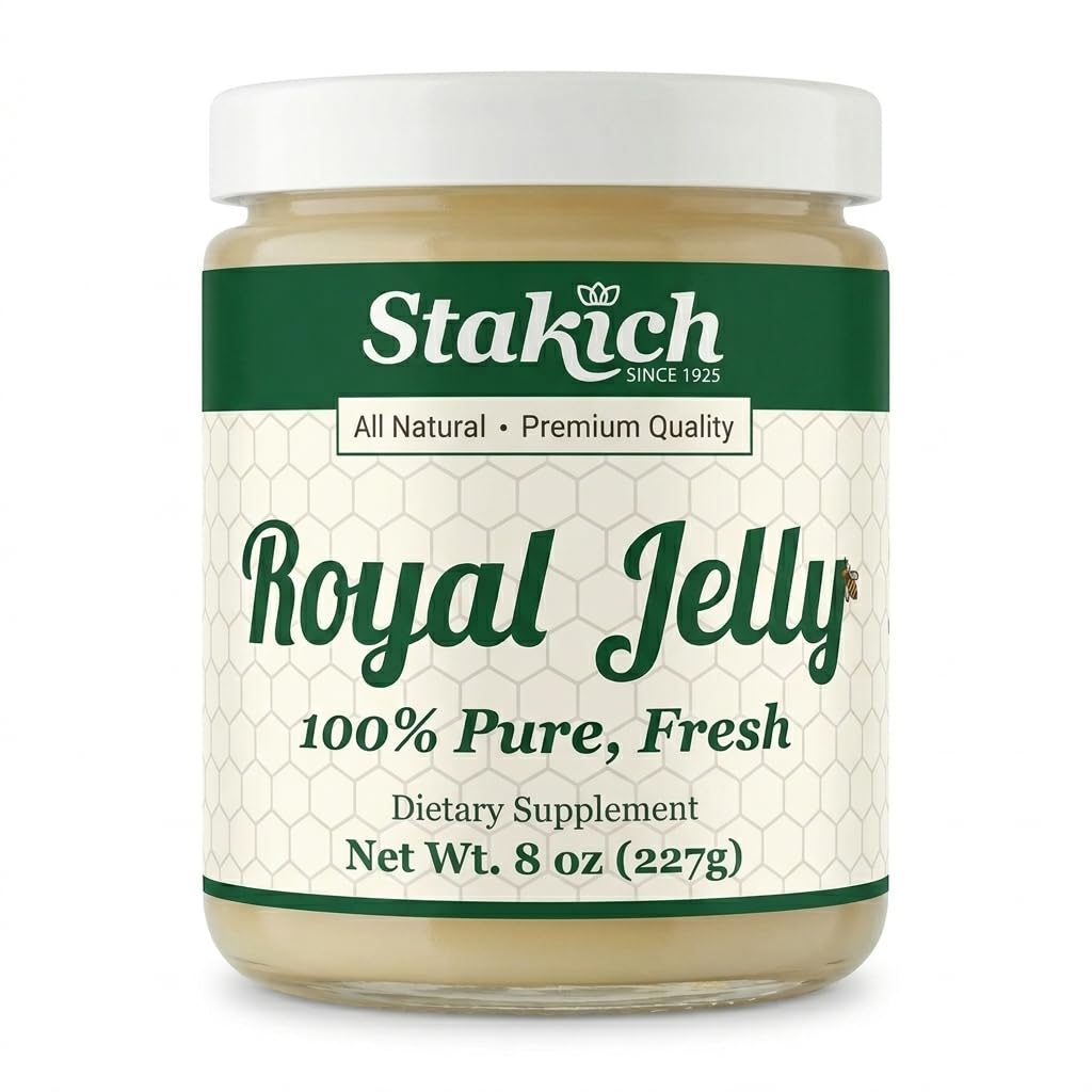Stakich Fresh Royal Jelly - 纯净,全天然 - 无添加剂/氟化物/防腐剂 添加剂 - 8 Ounce (227克)