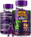 铁恐龙Gummys for Kids with Vitamin C QQ无糖,Vegan,Gluten Free & Non-GMO QQ 贫血救济,能量与血液健康支持 QQ Grape Flavor, Pectin-基于优化健康.