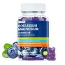 镁钾补充剂Gummys - 高吸收性 甘油镁和钾 液化镁+Coenzyme Q10, DHA, D3, 矿物和钙用于Zzz, 腿板和肌肉 - 60 蓝莓胶