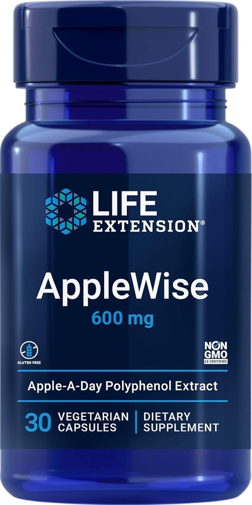 生命延伸 AppleWise 600mg 抗氧化剂-Rich 有机苹果多酚-心与科隆健康 - 非GMO,Gluten-Free - 30 植物卡普尔