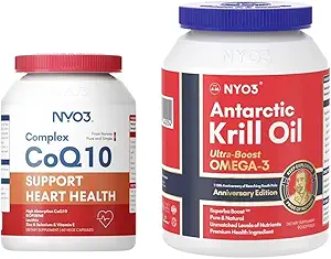 NYO3 Coq10 120mg 支持心脏和磷虾油1000mg软胶包