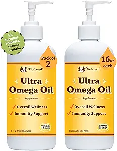 天然狗公司 16 oz. -2 Pack Ultra Omega 3 Fish Oil for Dogs, Dog Fish Oil for Shedding, Itch Relief, Samon Oil for Dogs, for 多犬家庭或大毛狗, 32 oz 值