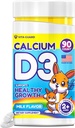 D3钙 儿童可切片 – 640 mg 钙 & 320 IU 维生素 D3 – 非GMO,Milk Flavor – Bone & teeth Support Suppless – 90 plates for Ages 2+