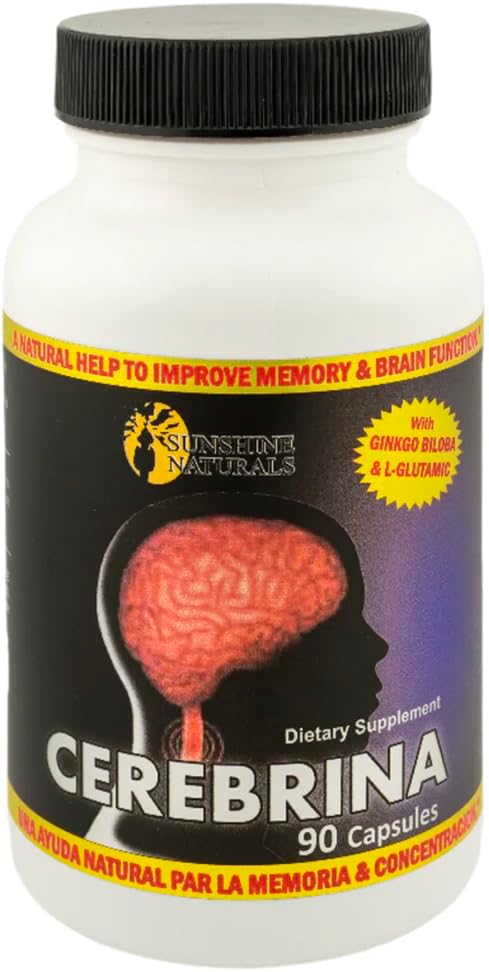 Sunshine Naturals Ceberrina 配有 Ginkgo Biloba & L-Glutamic 记忆和焦点支持补编 — 90 Capsules — 成人脑健康公式