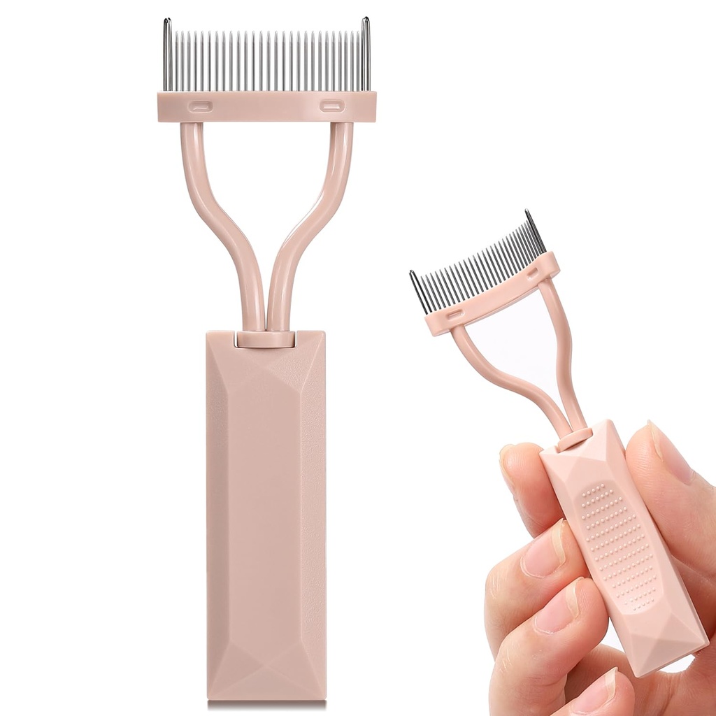 Eylash Comb Separator, Arc 设计 Lash 定义器 Comb 化妆机 Mascara Comb 应用器 带封面,眼部化妆笔刷工具(Naked Pink)