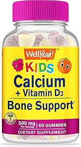 好耶500mg钙+维生素D3 1000 IU(25 mcg) 孩子们的Gummys - Bone Health and Muscle Suppr, Immune Support Gummy, 非转基因生物, Gluten Free, Mix 水果火焰 - 60 Gummys