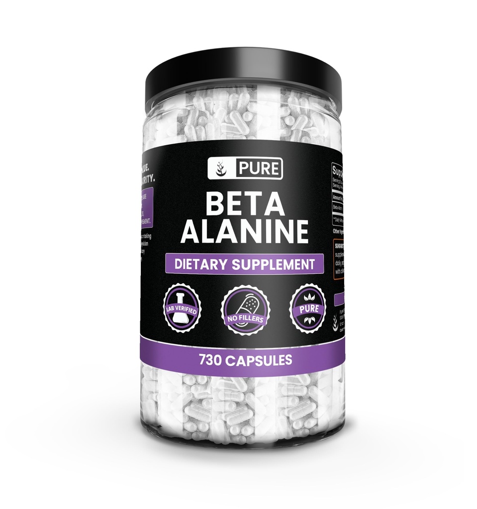 纯原始成份 Beta Alanine, (730 Capsules) 永远纯, 无添加剂或填充剂, 实验室验证