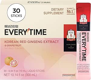 JUNG KWAN JANG 每一次韩国红金生提取棒1000mg & 葡萄果 - Vegen Ginsen根能饮料液体棒补充剂 - Builds Stamina & university, no Cafeine(30棒).