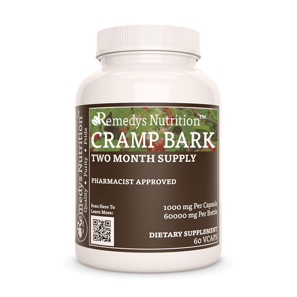 补救措施 营养 Cramp Bark → 1 000 mg, 60 Vegan Capsules 草药营养补充 → 两个月供应