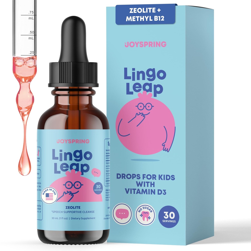 JoySpring LingoLeap – 配有 Zeolite Clinoptilolite 的液态儿童公式, 甲基化 B12 和 Vitamin D3 ==================================================================================================================================================================================================================