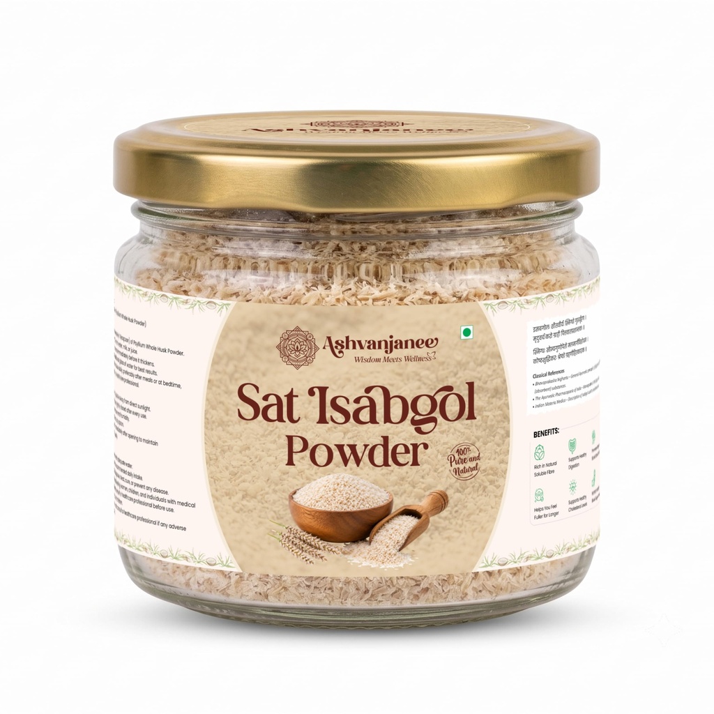 Sat Isabgol Powder | Ayurvedic Psyllium Husk Powder | 100% Pure & Natural | Rich in Soluble Dietary Fibre | Supports Digestive Wellness & Bowel Regularity | 100 g
