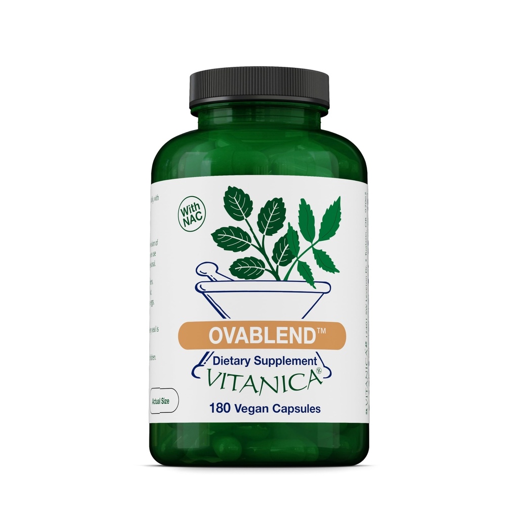 Vitanica OvaBlend - Ovarian Health and Hormone balance for Women - Sarsaparilla Root & NAC的内分泌支持补编 - 妇女草药饮食补贴 - Pro Logo - 180 Vegan Caps