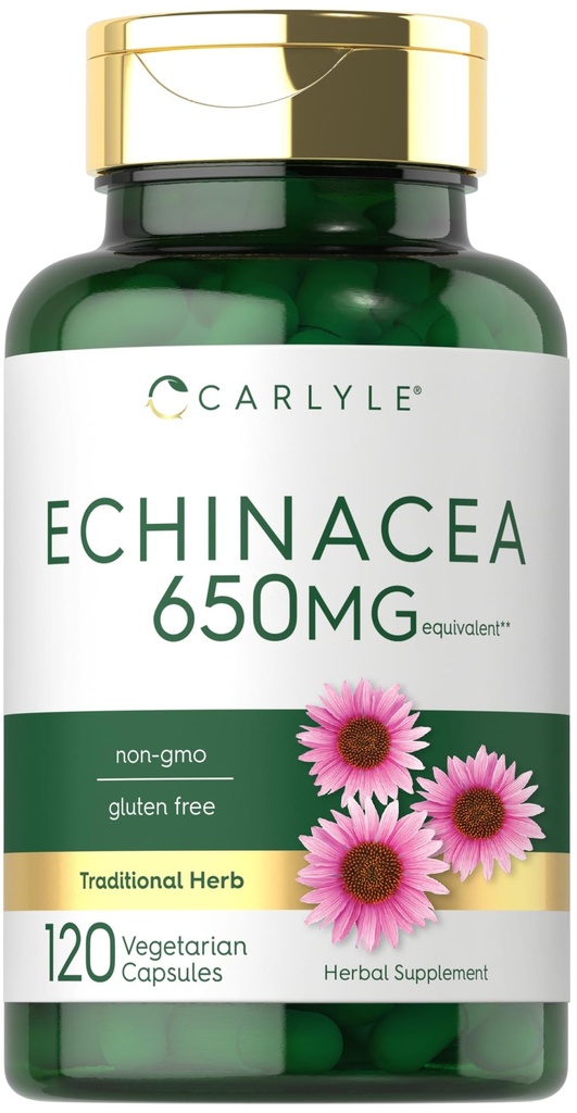 Carlyle Echinacea 650mg 120 Capsules 蔬菜、非GMO和Gluten 免费补充品