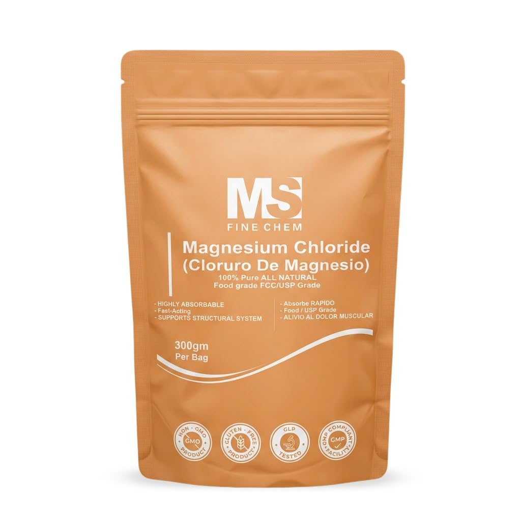 Cloruro de Magnesio 100% 纯镁氯化物食品等级 300克可食用镁,每日可用作补充或镁油,最高可达600枚