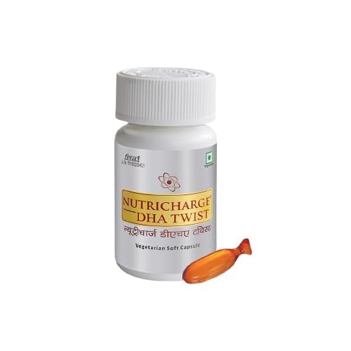 Nutriicharge DHA Twist Vegetarian Softgel Capsules | Plant-Based DHA Supplement for Daily Wellness & Active Lifestyle | Vegetarian Omega Nutritional Support Capsules