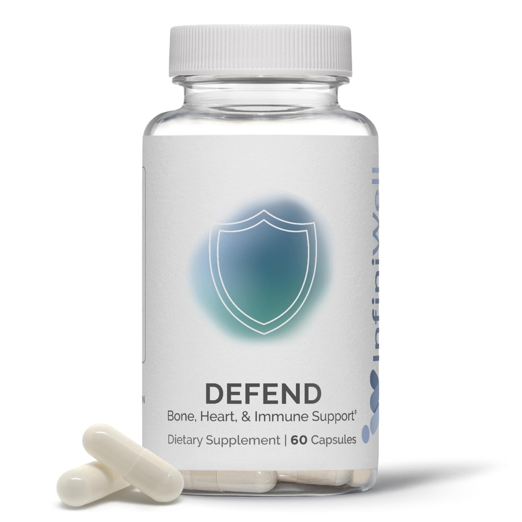 InfiniWell Defense Bone & Immune支助补编 - 维生素A, D3 & K2补编 - 活性营养物形式的生物可用成分 - 援助骨强力,心脏健康和更多(60 Capsules)