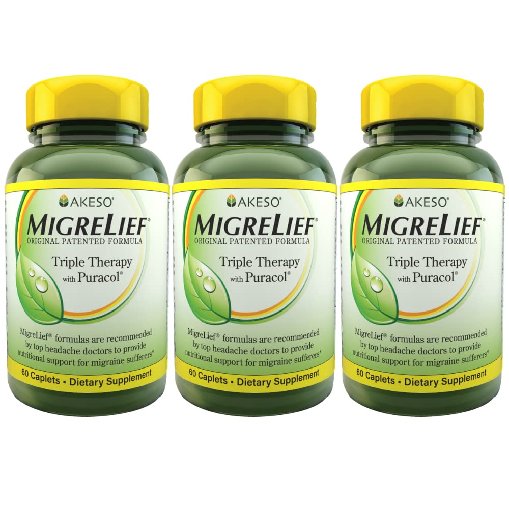MigreLief 原始公式 与 Puracol 的三联疗法, 60 Counter (Pack of 3)
