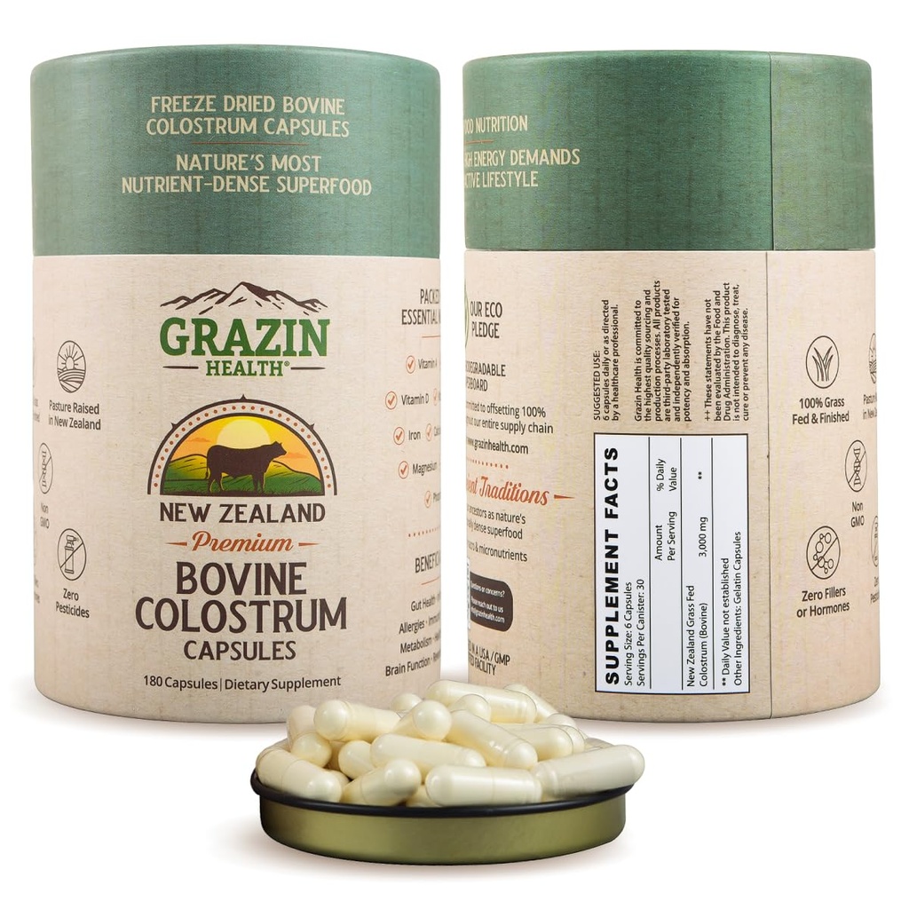 草药Bovine Colostrum:每服3000毫克(每卡普尔500毫克)(30枚)