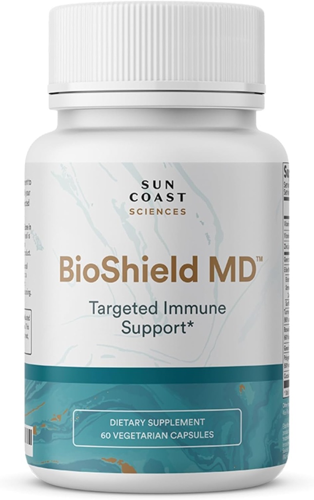 SUN COAST SICES BioShield MD 来自维生素C,维生素D,锌的维生素豁免支持,用于Focus, Clarity, Joes 健康和肌肉恢复(60 Capsules)