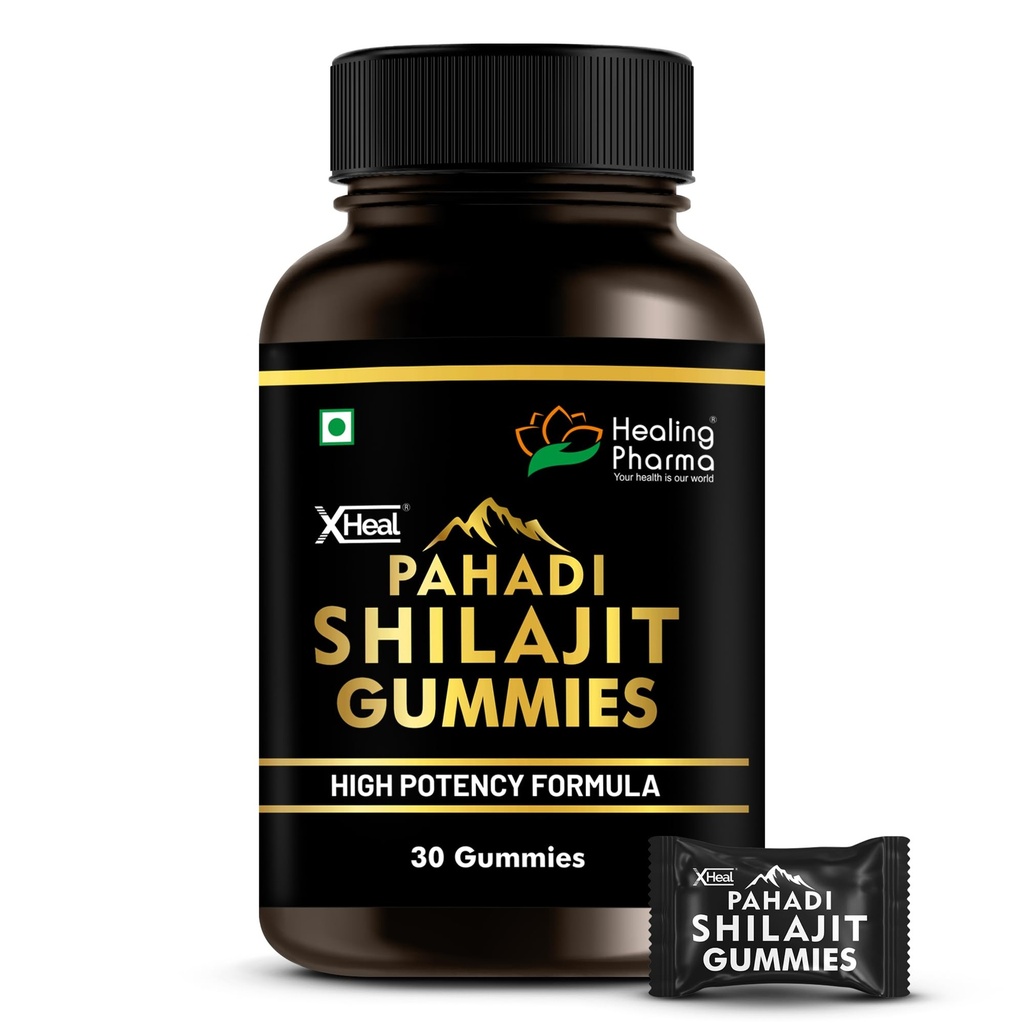 Healing Pharma -XHeal Pahadi Shilajit Gummies for Men & Women | 300mg High Potency Formula with Ashwagandha, Kaunch Beej, Safed Musli, Gokshura & Ginseng | Energy, Stamina & Vitality | 30 Gummies Pack