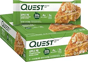 Quest营养苹果派蛋白棒,20g蛋白,4g Net Carbs,2g 糖,Gluten Free, Keto Friendly, 12 Count