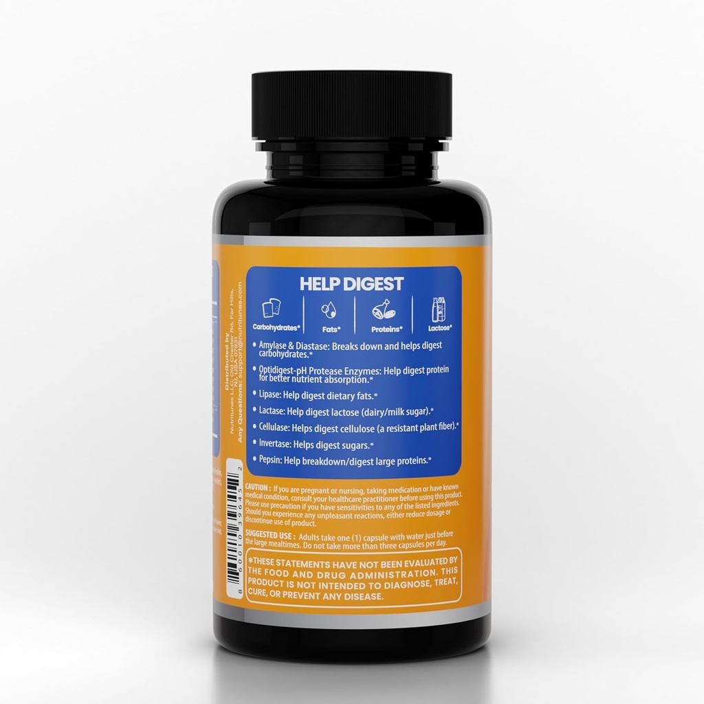 All-in-One 多酶 消化酶 补充 – Eleasy Breaks Down Carbs, Fats, 蛋白质和乳制品 – 支持健康消化 , Bloating Relief & Gut Comfort – Vegan, 60日供应