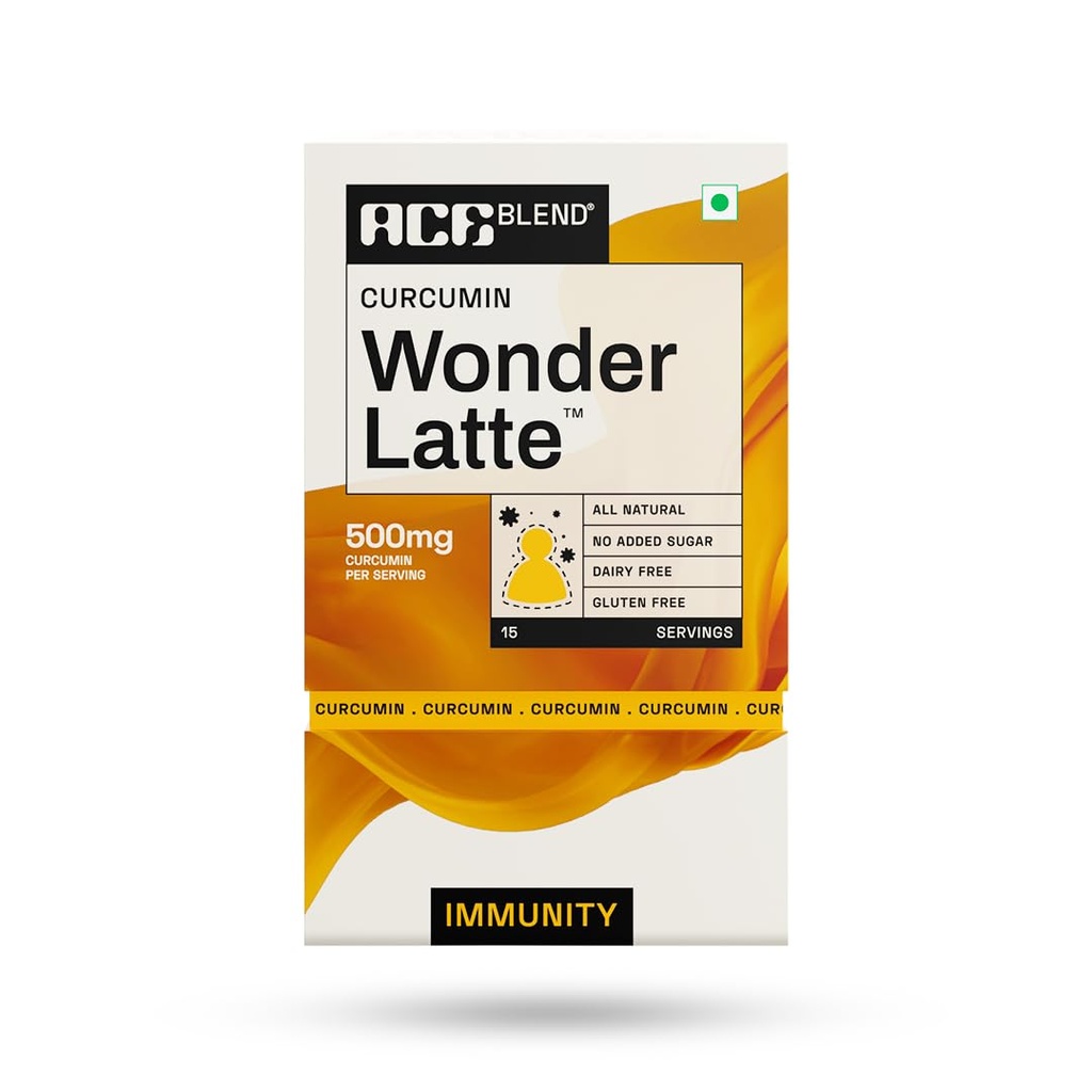 Ace Blend Curcumin WONDER LATTE | 15 Serves | Turmeric Extract | MCT powder | Bio Piperine | 100% Natural Cinnamon Flavour | High Immunity | Anti inflammation | Brain & Gut Health. Relish Cold/Hot
