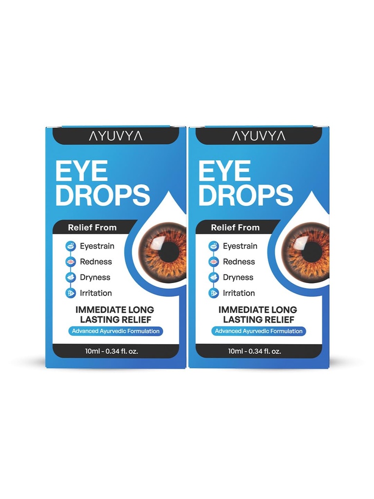 Ayuvya Ayurvedic Eye Drops, Cooling, Soothing & Refreshing Relief for Dry, Tired & Red Eyes, Ayurvedic Formula With Triphala, & Rose 10ml (Pack of 2) | As Seen on Shark Tank