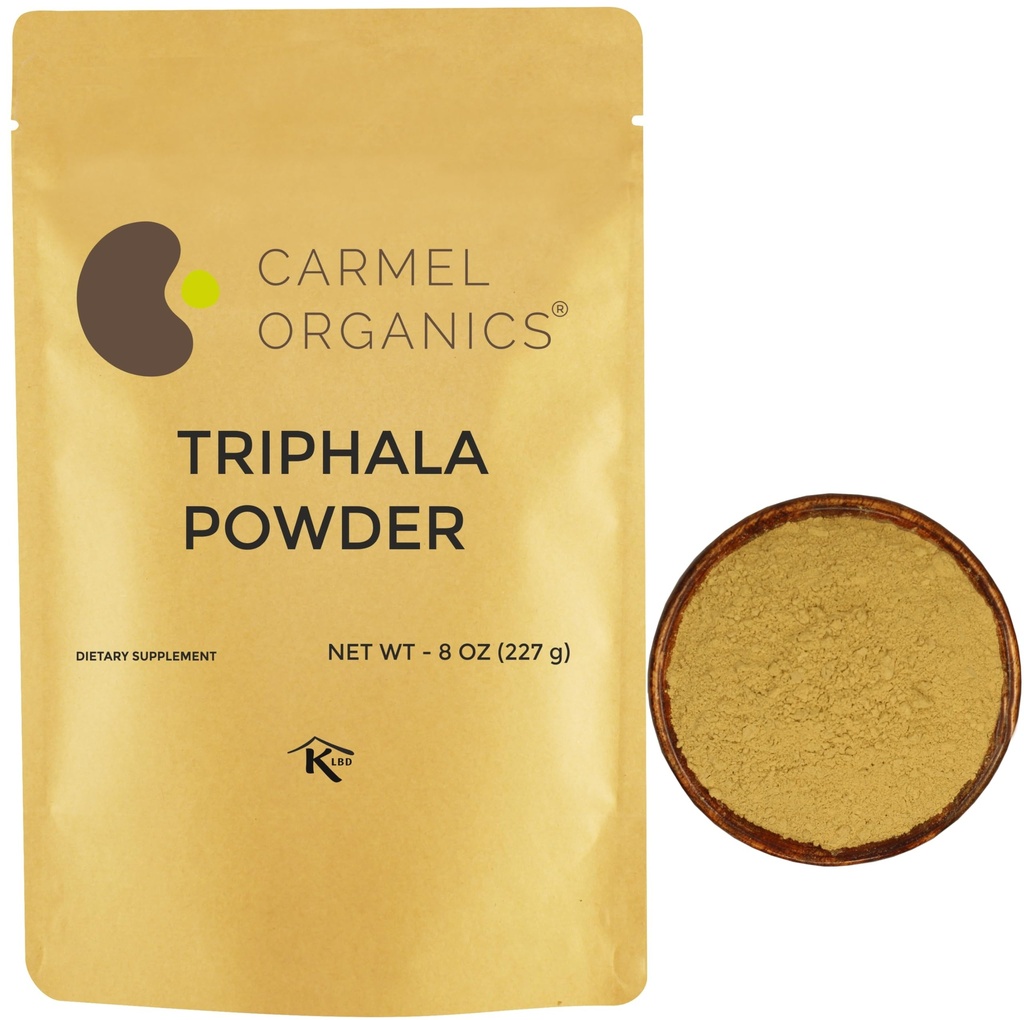 CARMEL ORGANICS Triphala Powder (8 Ounces) 用于消化性支持 QQ没有添加的防腐剂 QQ 等于 Harad, Baheda & Amla 水果