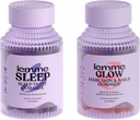 Lemme Sleep & Glow Bundle - Sleep Gummys, 一种无药夜药援助 & Glow Biotin & Collagen hair Gummys for Strong, Thick Hair & Reduction Shedding - Gluten/Gelatin Free, 非GMO - 60 Ct.