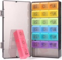 每周药丸组织者 7日 3日 Times, Portable Pill Organizationer, BPA Free Pill case, 旅行每日药丸盒提醒, 维生素药剂组织者, 补充品 (Rainbow)