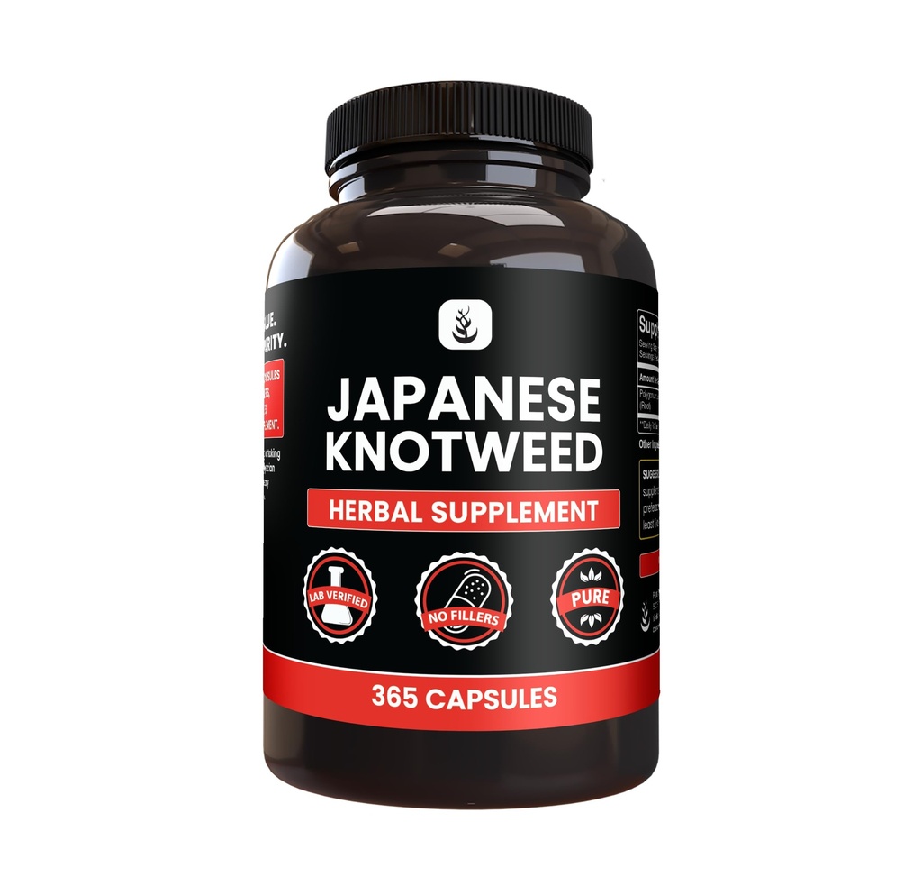 日本 Knotweed(365盖) 无镁或水稻填充器,永远纯净,实验室验证