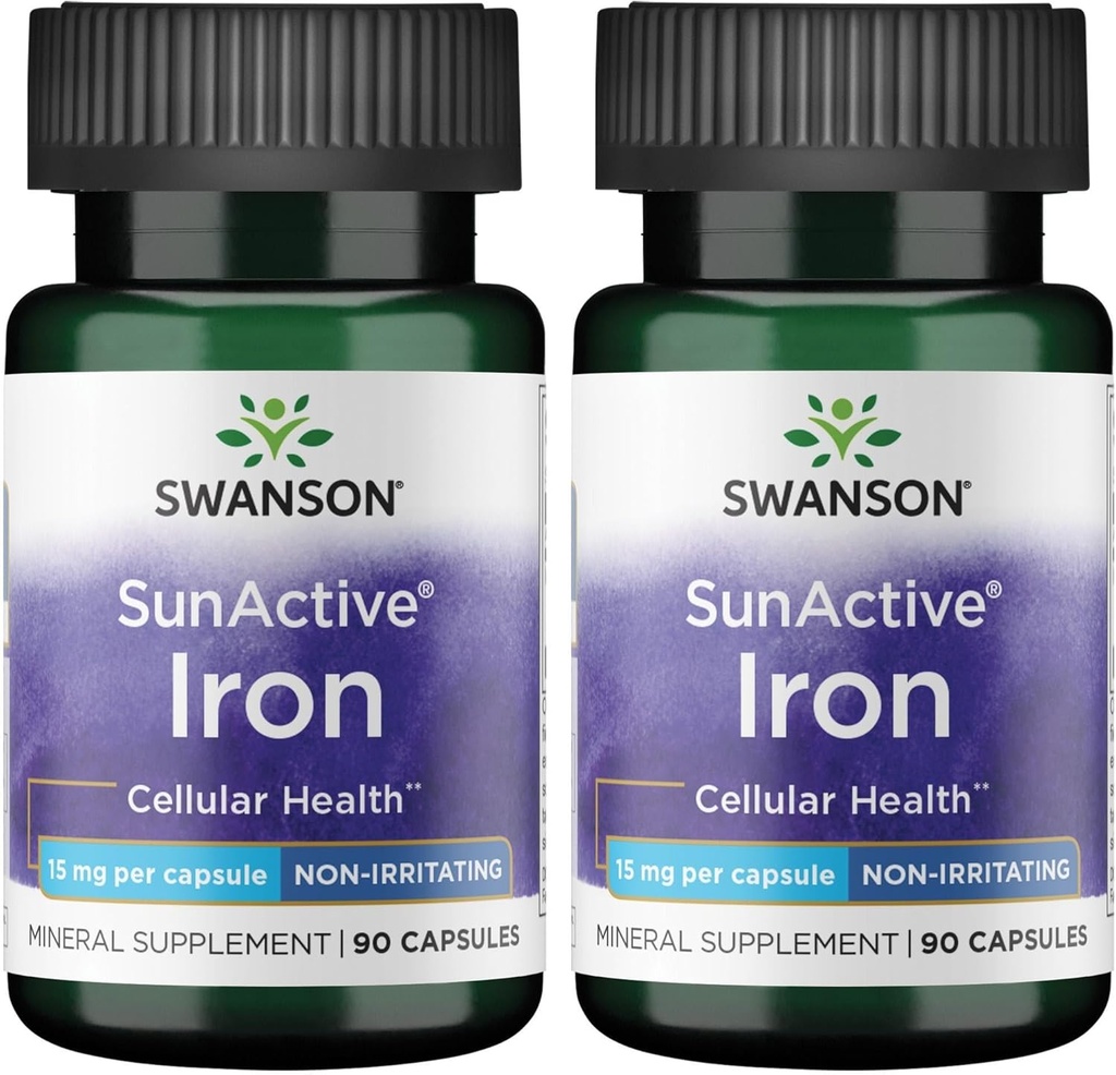 Swanson Sunactive 非刺激性铁 15 毫克 90 Capsules(2 Pack)