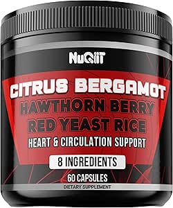 Citrus Bergamot 配有红酵母水稻、心和循环功能支持,作为 Black Chokeberry, Hawthorn & More - Imune System, Heart Health and Confortable Mood - 60 Capsules