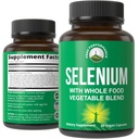 硒辅料,配有25+蔬菜和水果的全食品混合剂,用于Max吸收. 纯 Selenium Vegan Capsules for Imune System, 甲状腺支持,心脏健康,前列腺支持. 30种药丸