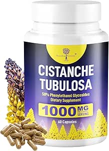 有机质量Cistanche Tubulosa → 1 000mg 60 Capsules → 50% Echinacoside, Acteoside, Tubuloside B 来自Total Phenylethanoid Glycosides. 力量、性能、生命力的自然能源补充