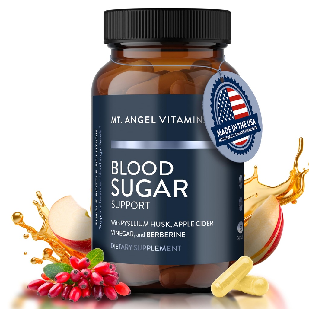 Angel Vitamins 血糖支持补充剂 - 天然补充剂与 Pyslium Husk, 柏柏林与锡兰肉桂, 苹果苹果 苹果 苹果 苹果 苹果 苹果 支持健康血糖水平 - 60 Capsules